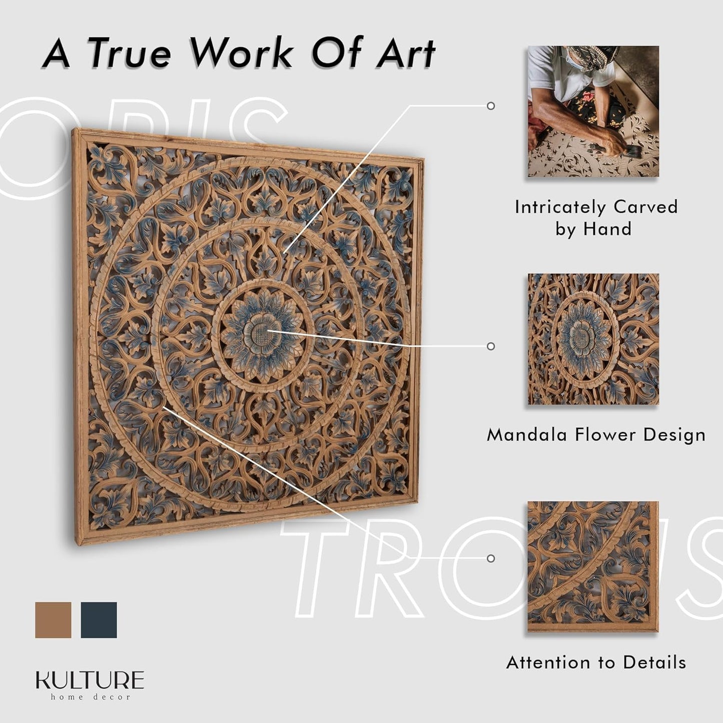 Large Decorative Panel "Tropis" 40 x 40 inches