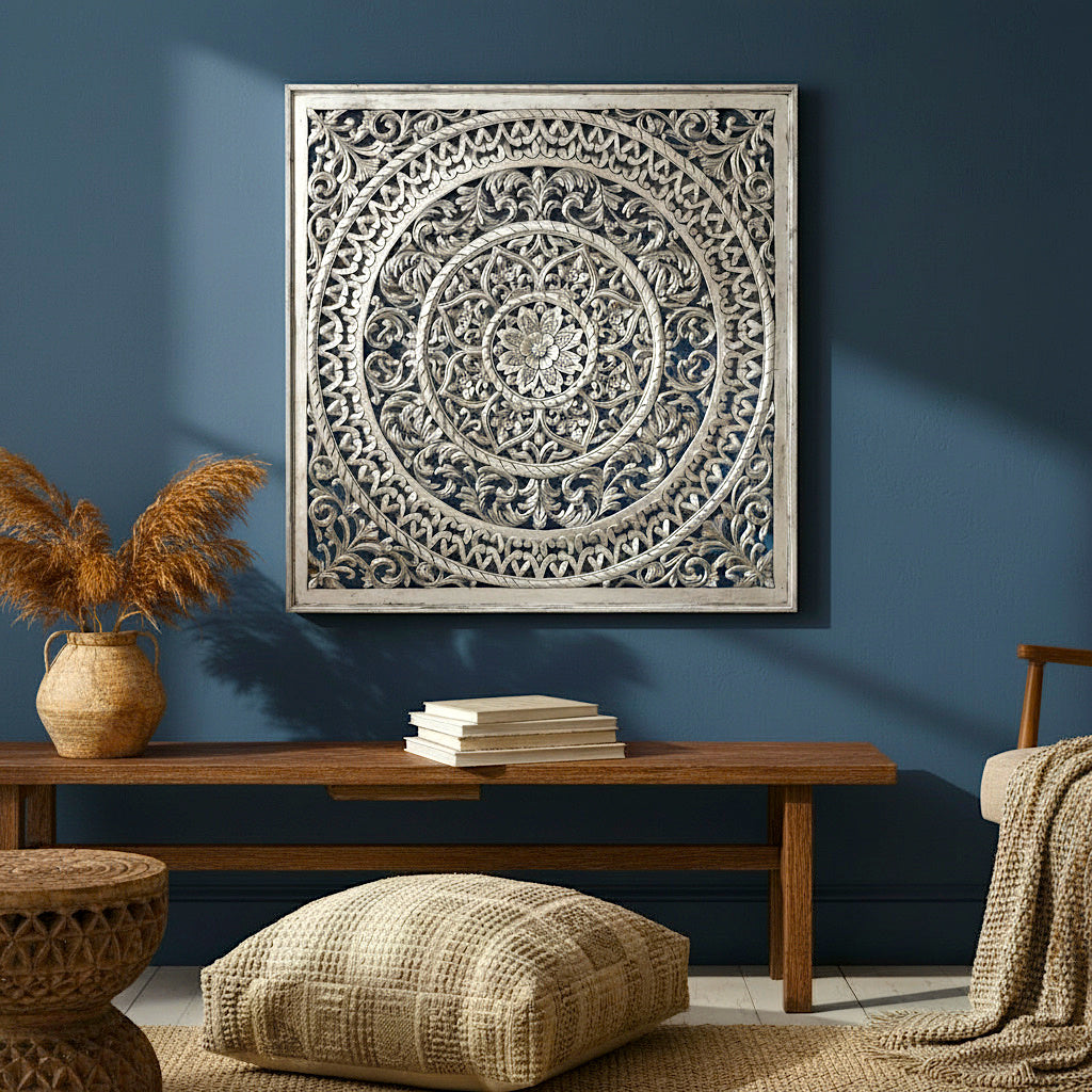 Carved Decorative Panel "Cenik" - 110 cm - Silver Antic