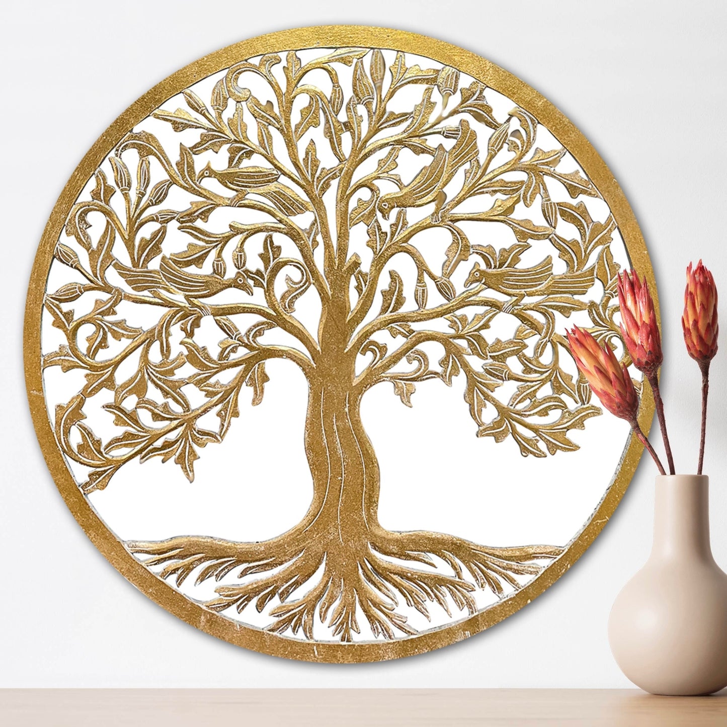 Decorative Mandala "Tree of Life" - Gold wash - 110cm