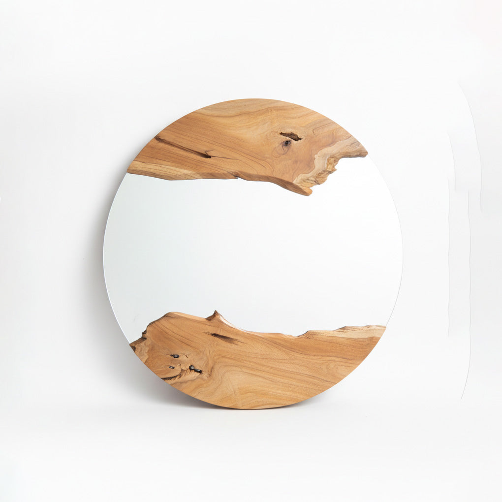 Wooden Round Mirror "Bumi" - Natural - 60 cm