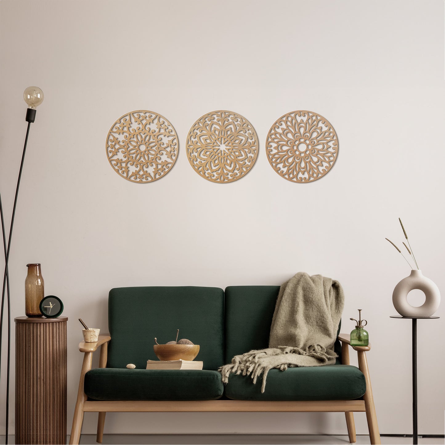 Decorative Round "Mandala Set of 3" - Brown