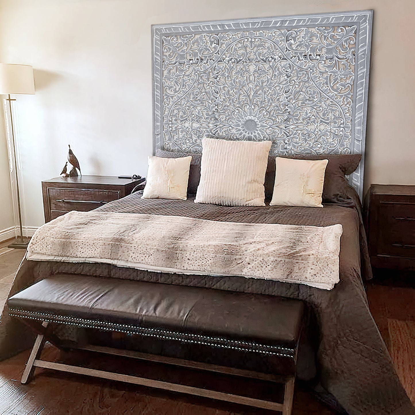 Carved Full Bed Headboard "Suksema" - USA
