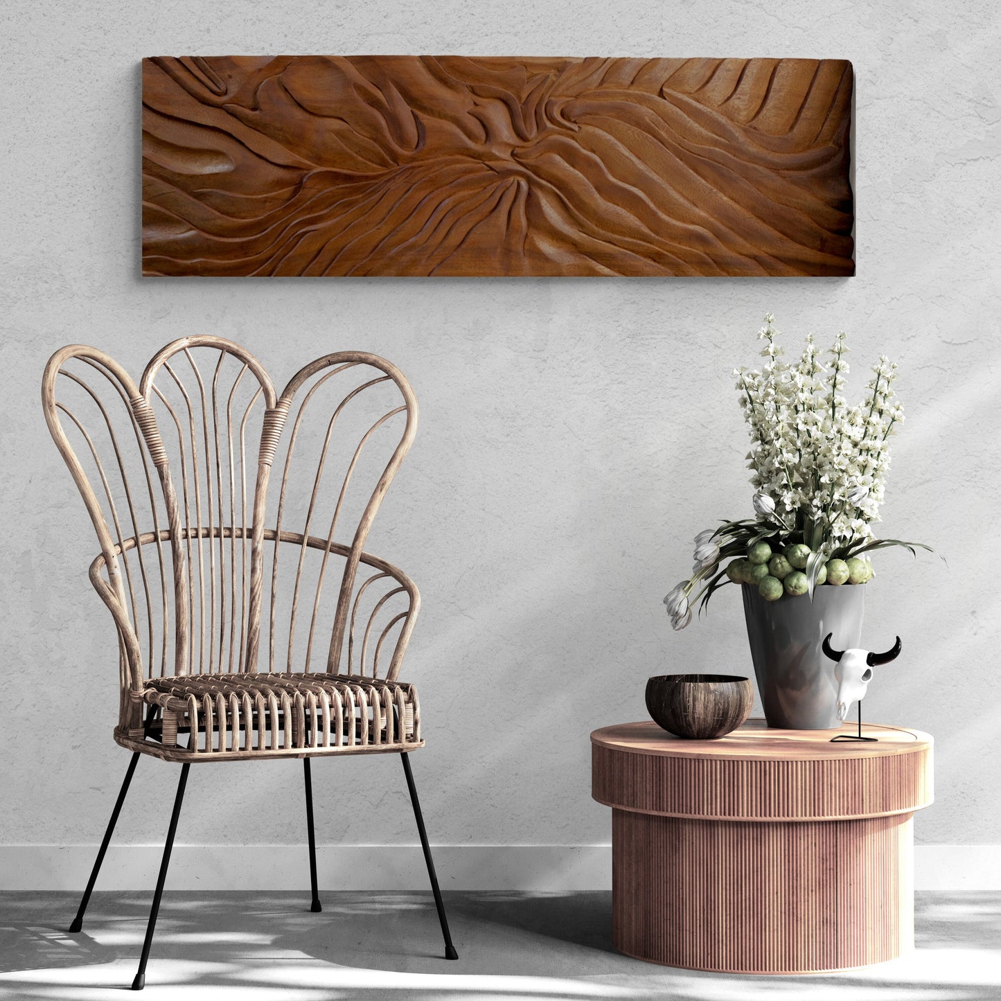 Wooden Sculpture Wall Decor - 150 cm - Suar Wood - Natural Oil finish