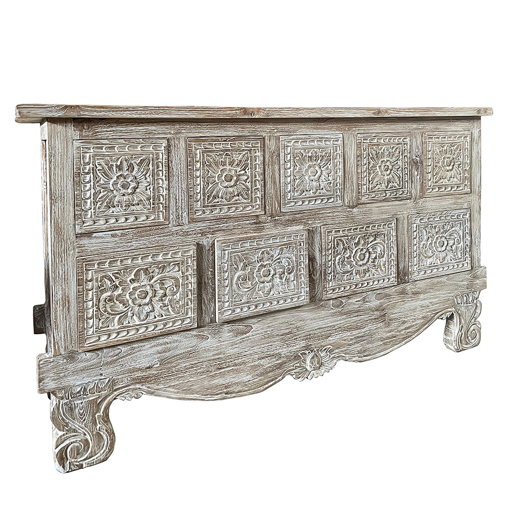 9-Drawer Wooden Carved Console Table "Naya" - 150 cm