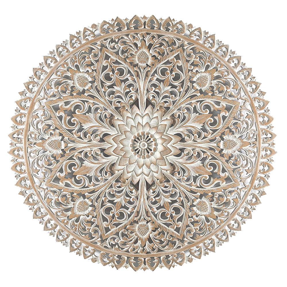 Decorative Mandala "Serupa" - Grey white wash - 120cm