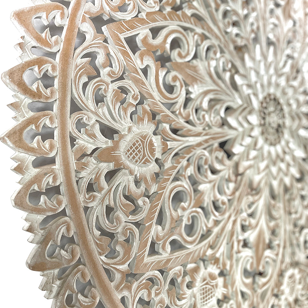 Decorative Mandala "Serupa" - Grey white wash - 120cm