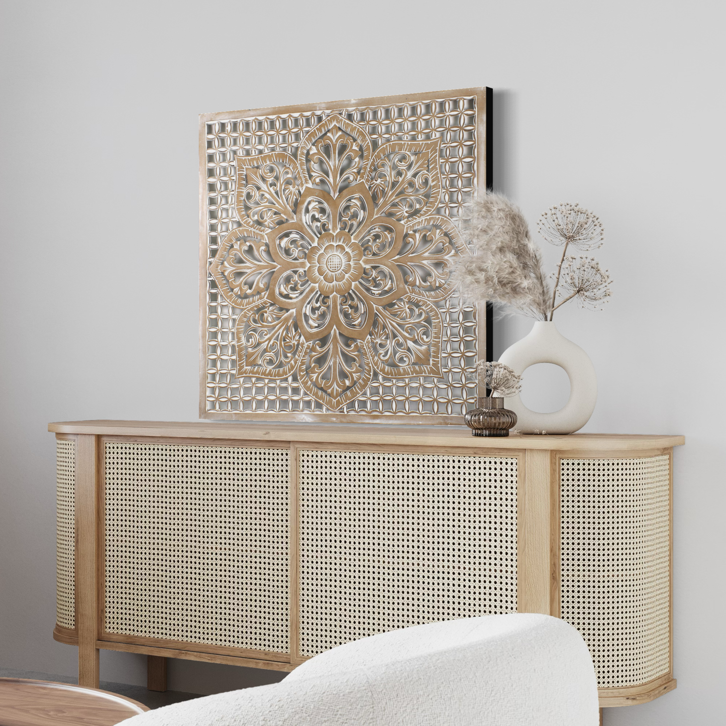 Carved Decorative Panel "Medit" - Antic Wash - 100 cm