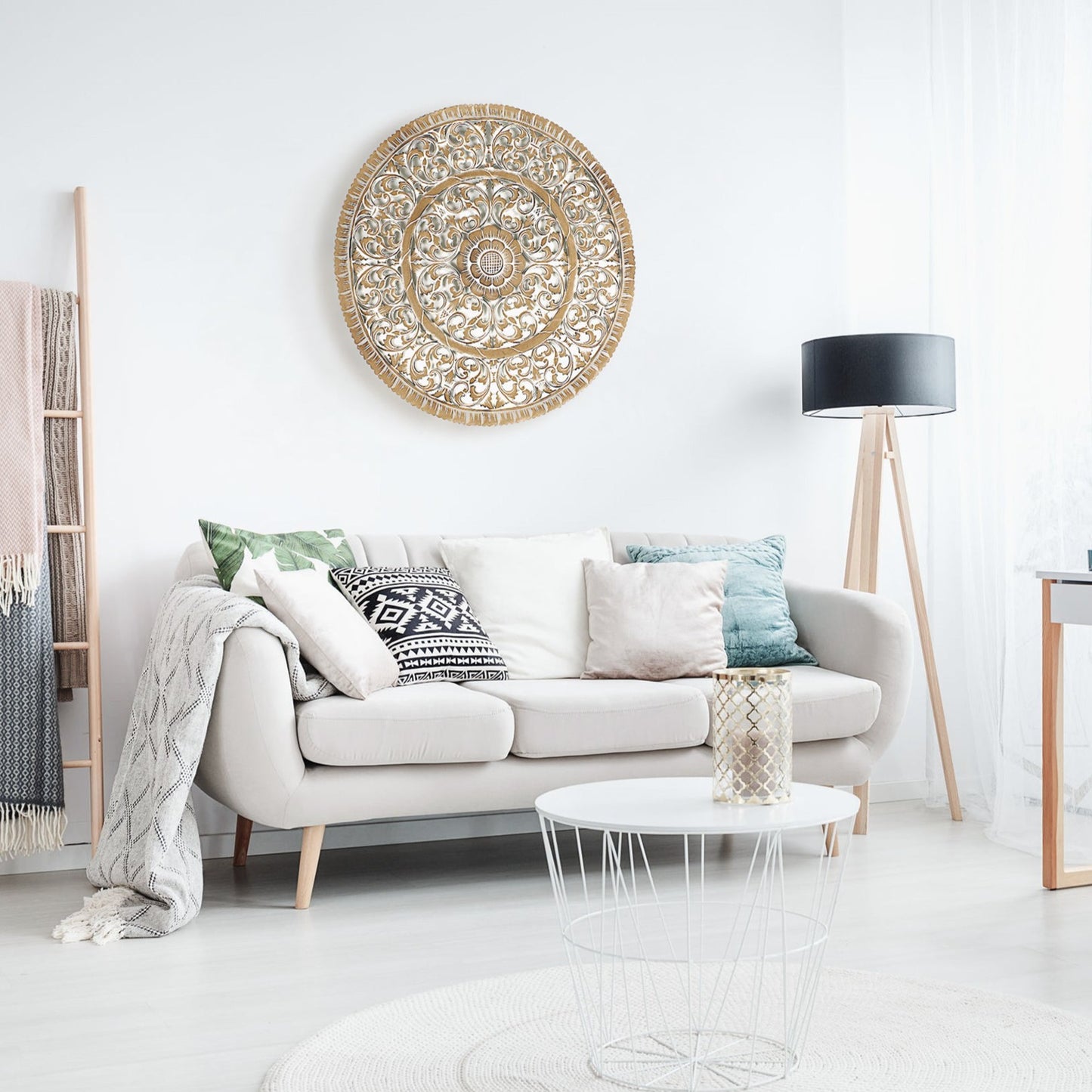 Carved Decorative Mandala "Mawar" - 80 cm