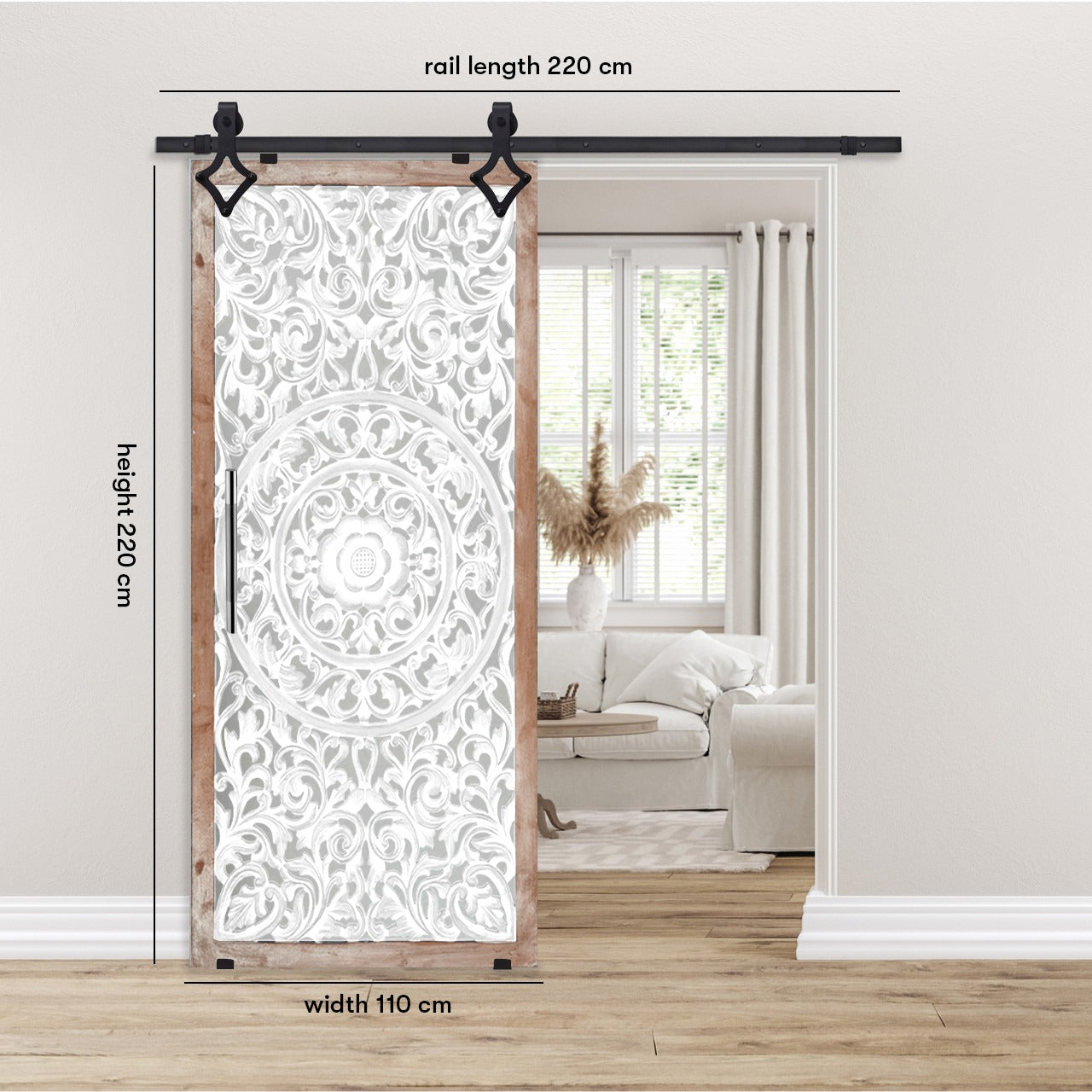Carved wooden door with iron reels - BDRA01
