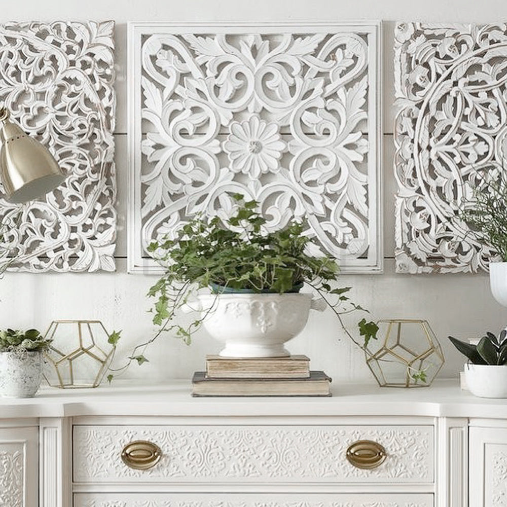 Set of 3 Decorative Panels "Pererenan" 20x20 inches each