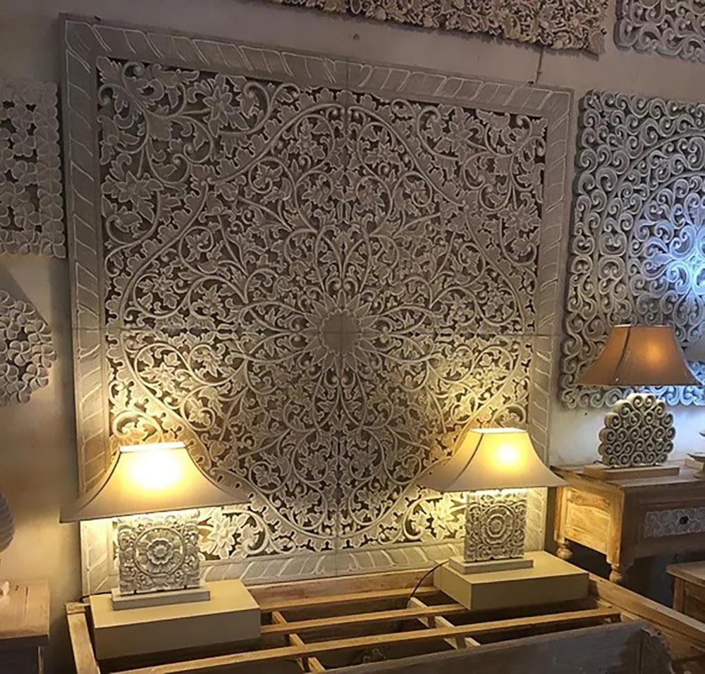bed headboard seruni white wash bali design hand carved hand made home decorative house furniture wood material bed headboard design bed headboard ideas bed headboard panels worldwide shipping