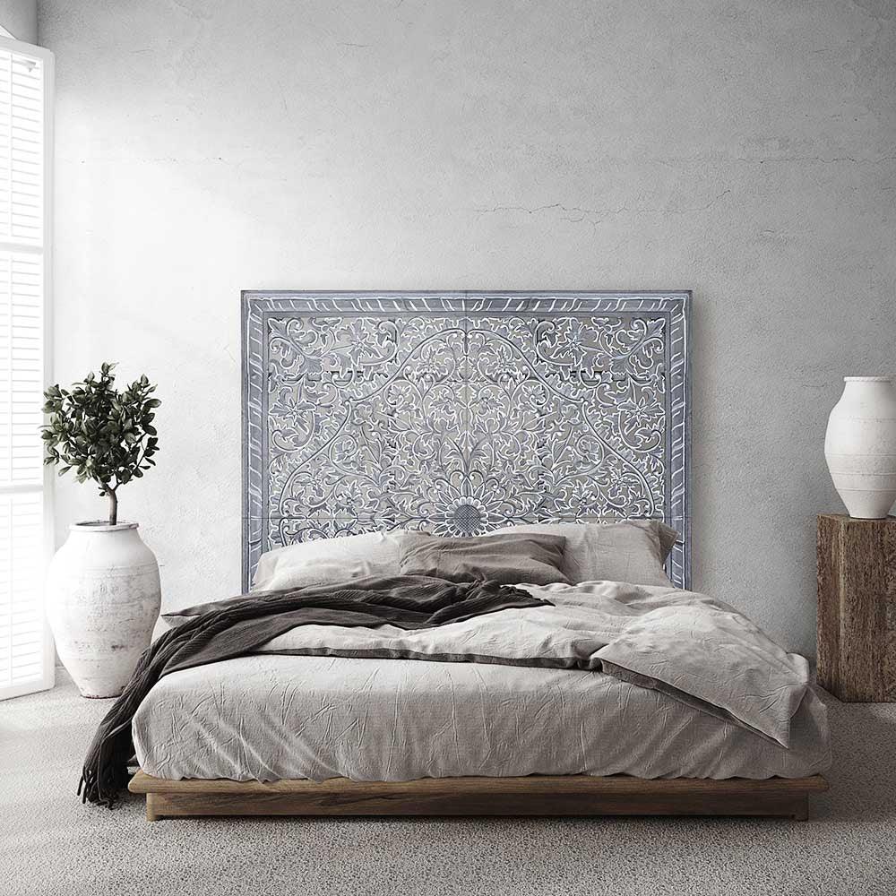 bed headboard suksema grey wash bali design hand carved hand made home decorative house furniture wood material bed headboard design bed headboard ideas bed headboard panels worldwide shipping