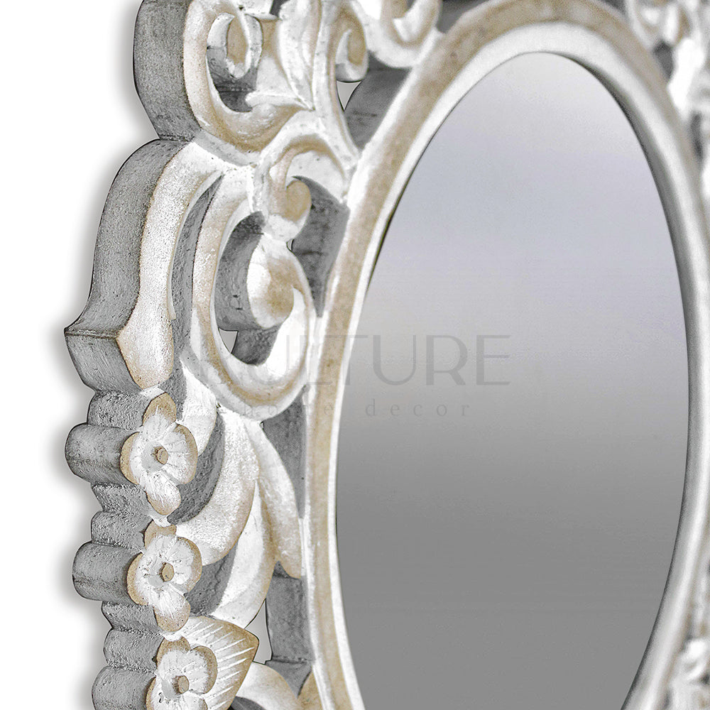 wood mirror hujan antic wash bali design hand carved hand made home decorative house furniture wood material