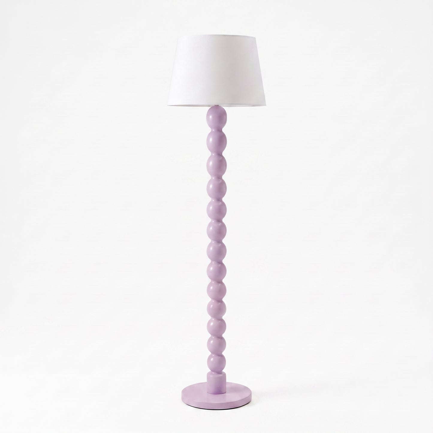 'Bubble' Floor Lamp – 150 cm | Handcrafted Teak Wood Floor Lamp in Soft Lilac