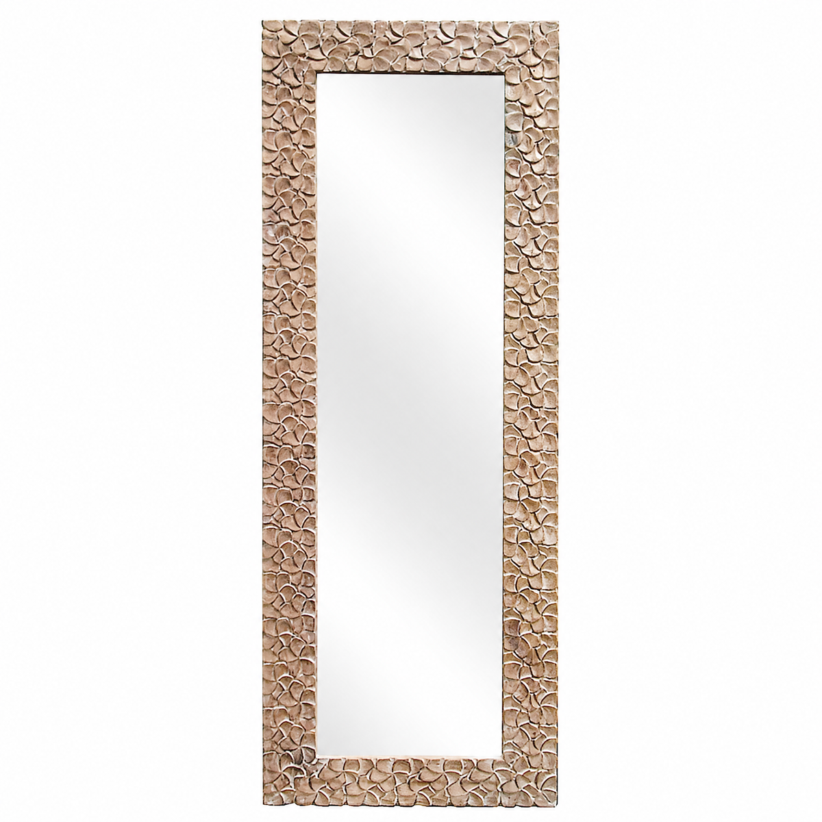 Hand Carved Mirror "Kamboja" - Natural Wash - 180 x 80 cm