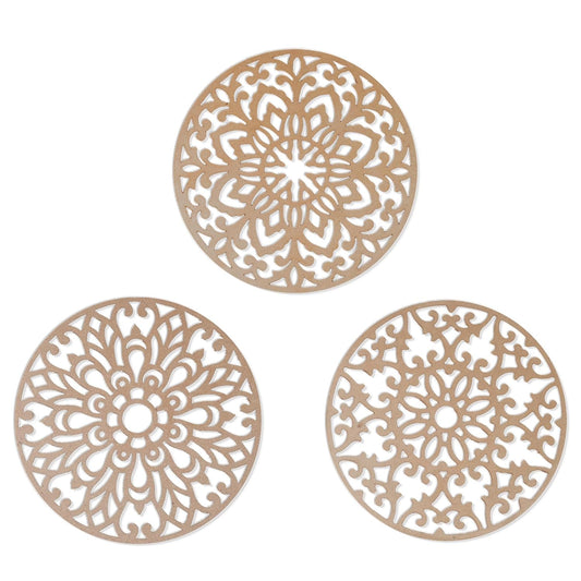 Decorative Round "Mandala Set of 3" - Brown