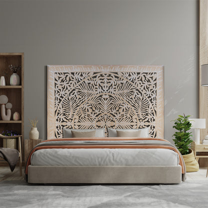 Carved Bed Headboard - Christine - Antic wash