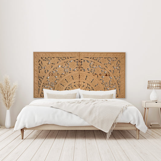 Carved Half Bed Headboard "Dianna" Natural Wash - EXP