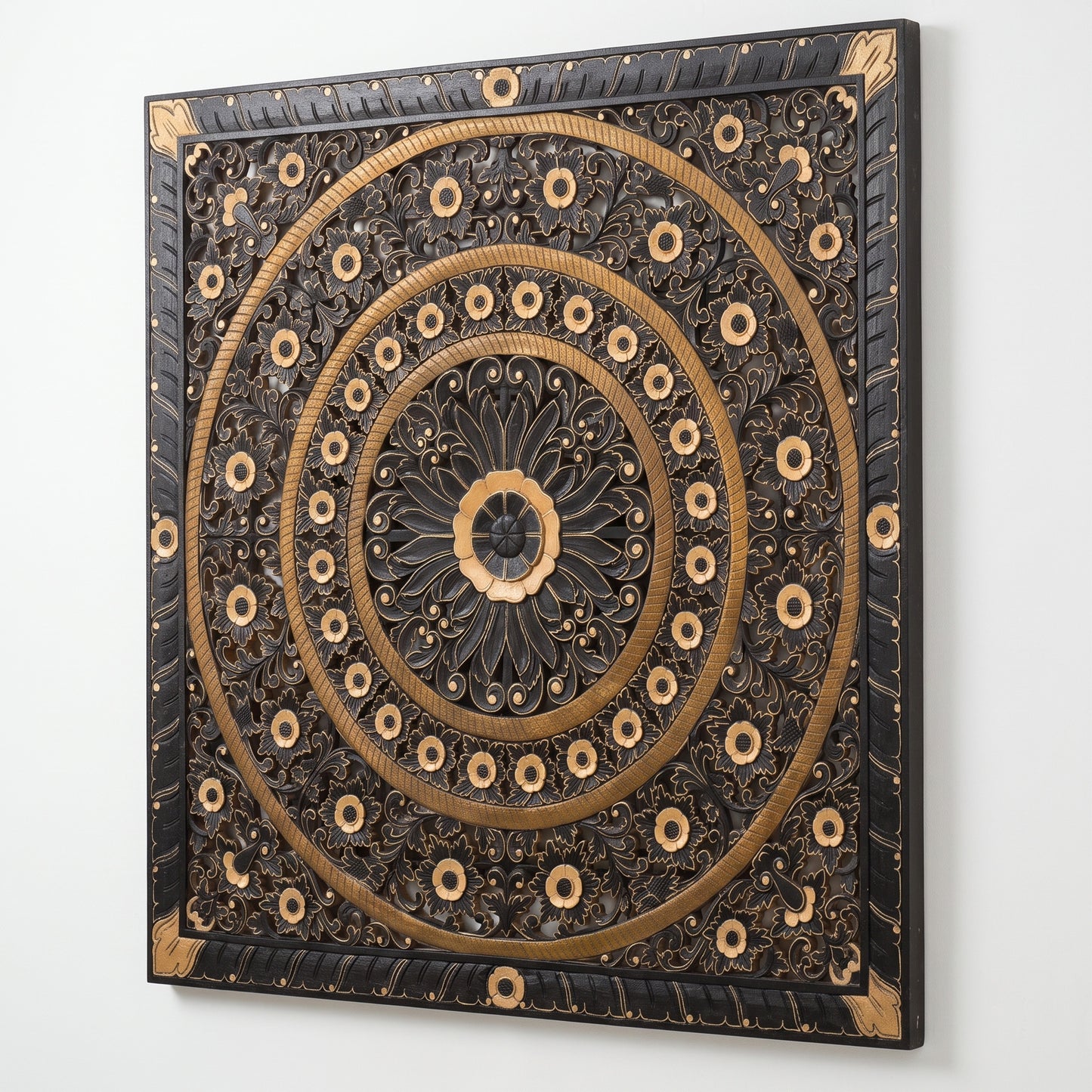 Carved Full Bed Headboard "Dianna" - Black - USA
