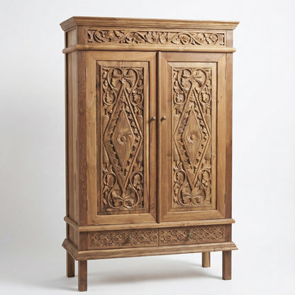 Hand-carved Wooden Cupboard 'Warisan' - 150 cm