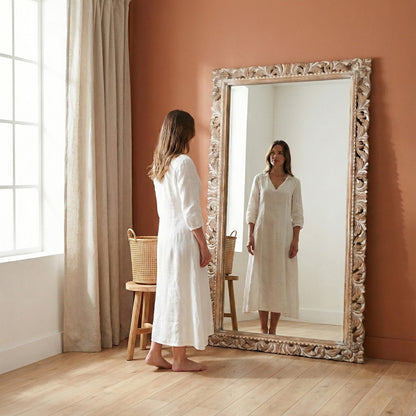 Hand Carved Mirror "Hening" - Antic-wash