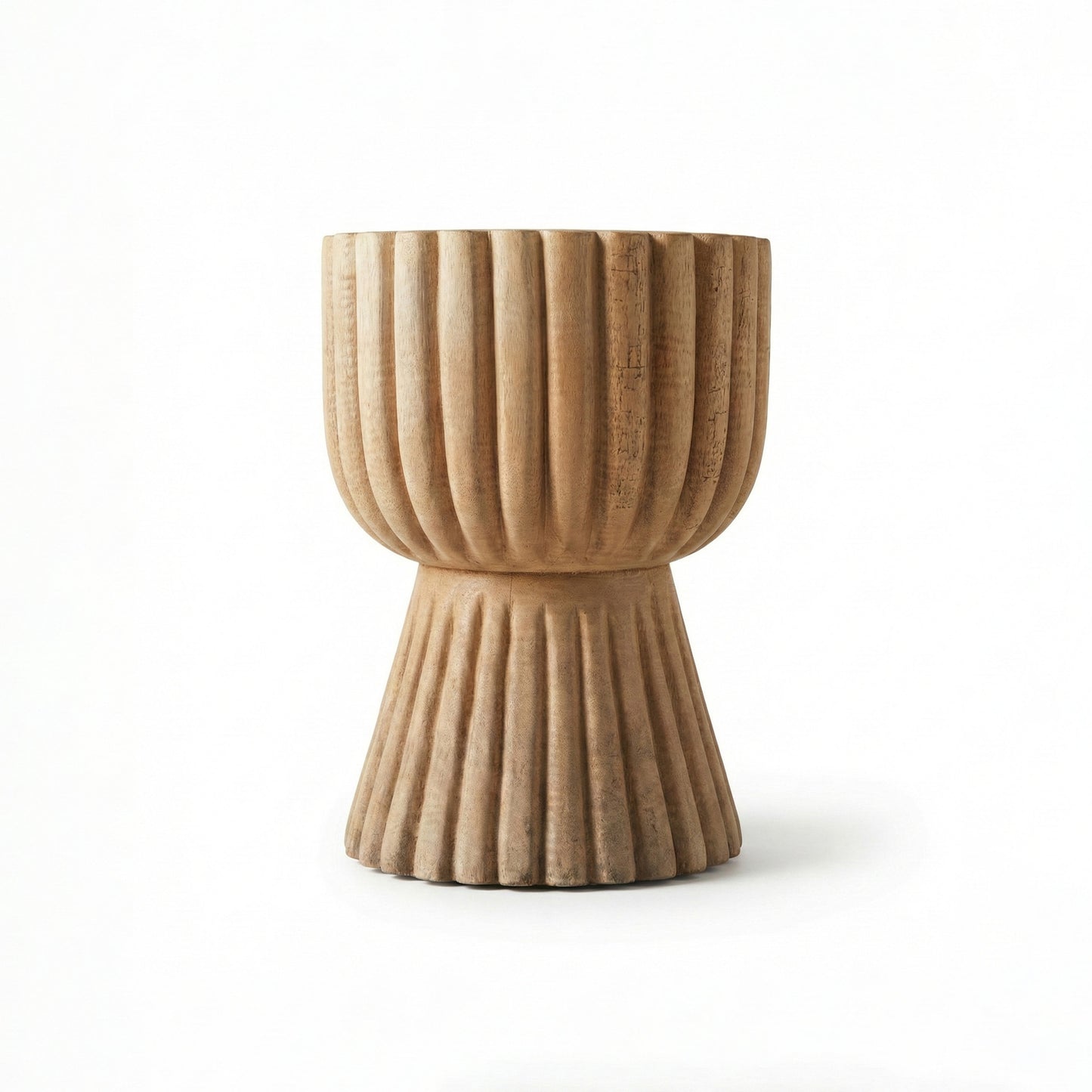 Sculptural Wooden Side Table / Stool 'Teduh' in Natural - 35 x 45 cm