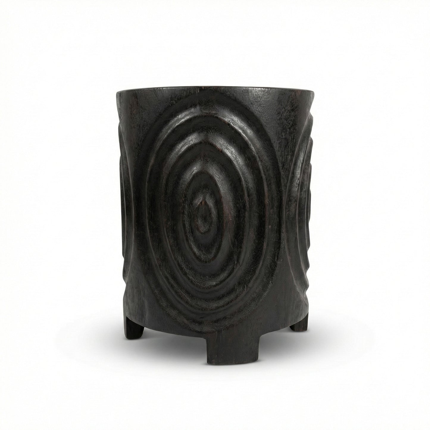Wooden Side Table / Stool 'Svala' in Black - 40 x 50 cm