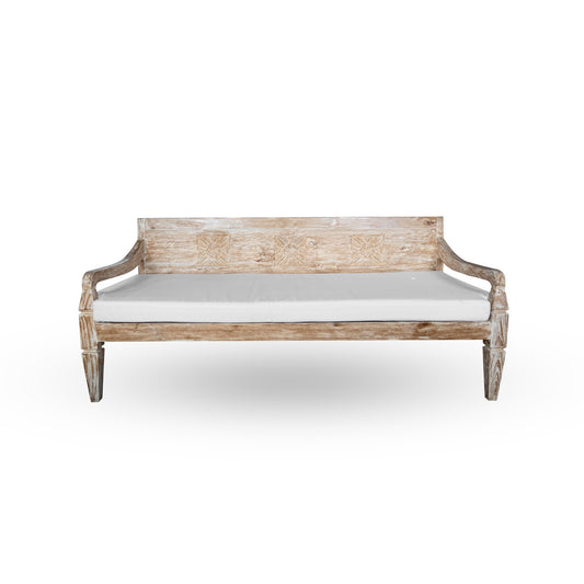 Solid Teak Floral Circle Daybed "Janet" - White wash