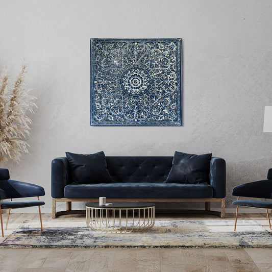 Decorative Panel "Jantung" in Navy Blue Wash - 110 cm