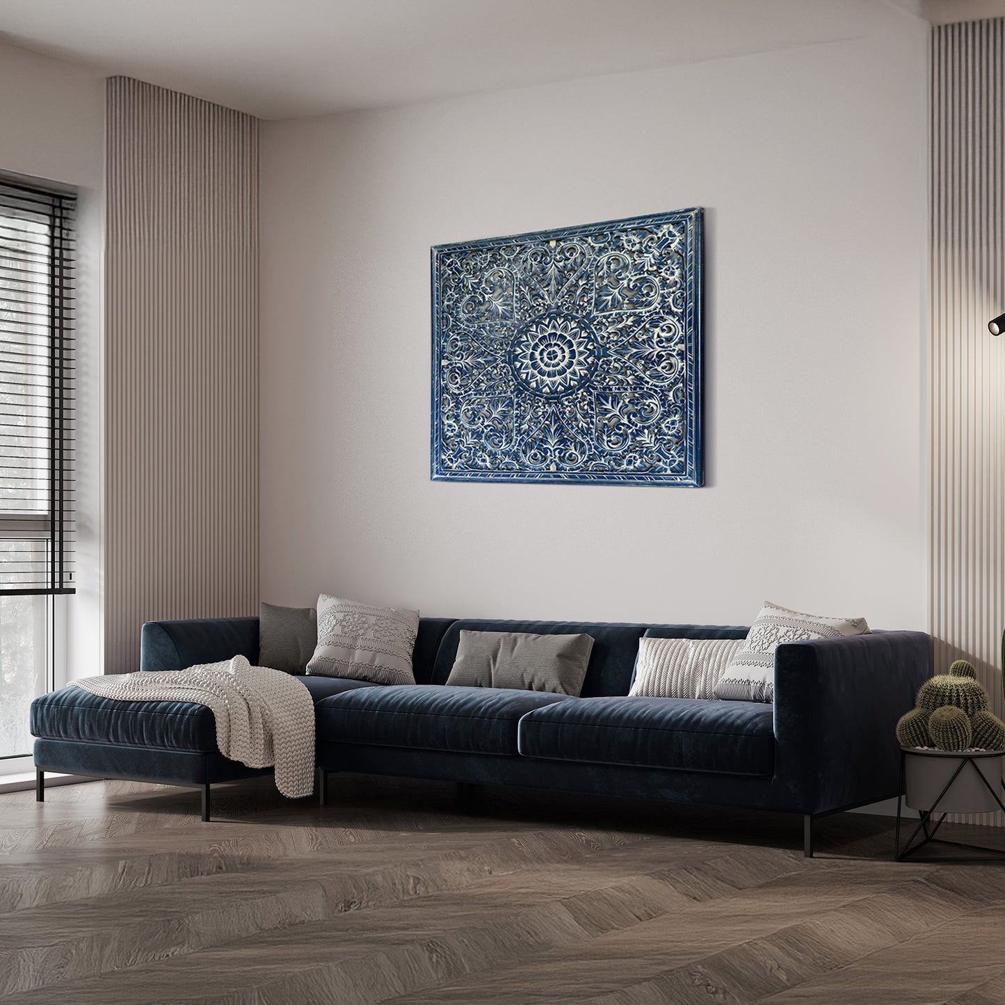 Decorative Panel "Jantung" in Navy Blue Wash - 110 cm