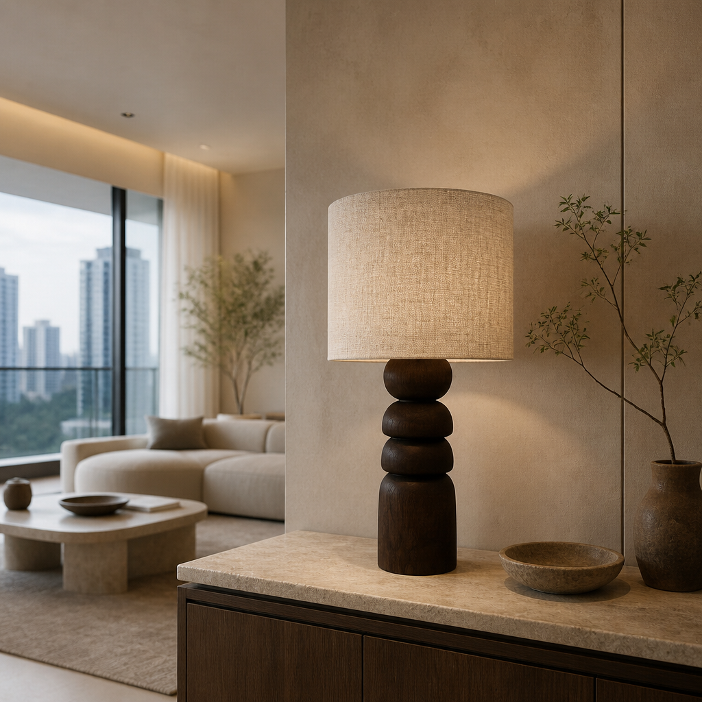 Wooden Table Lamp in Natural 'Le Kayo' - 65 cm