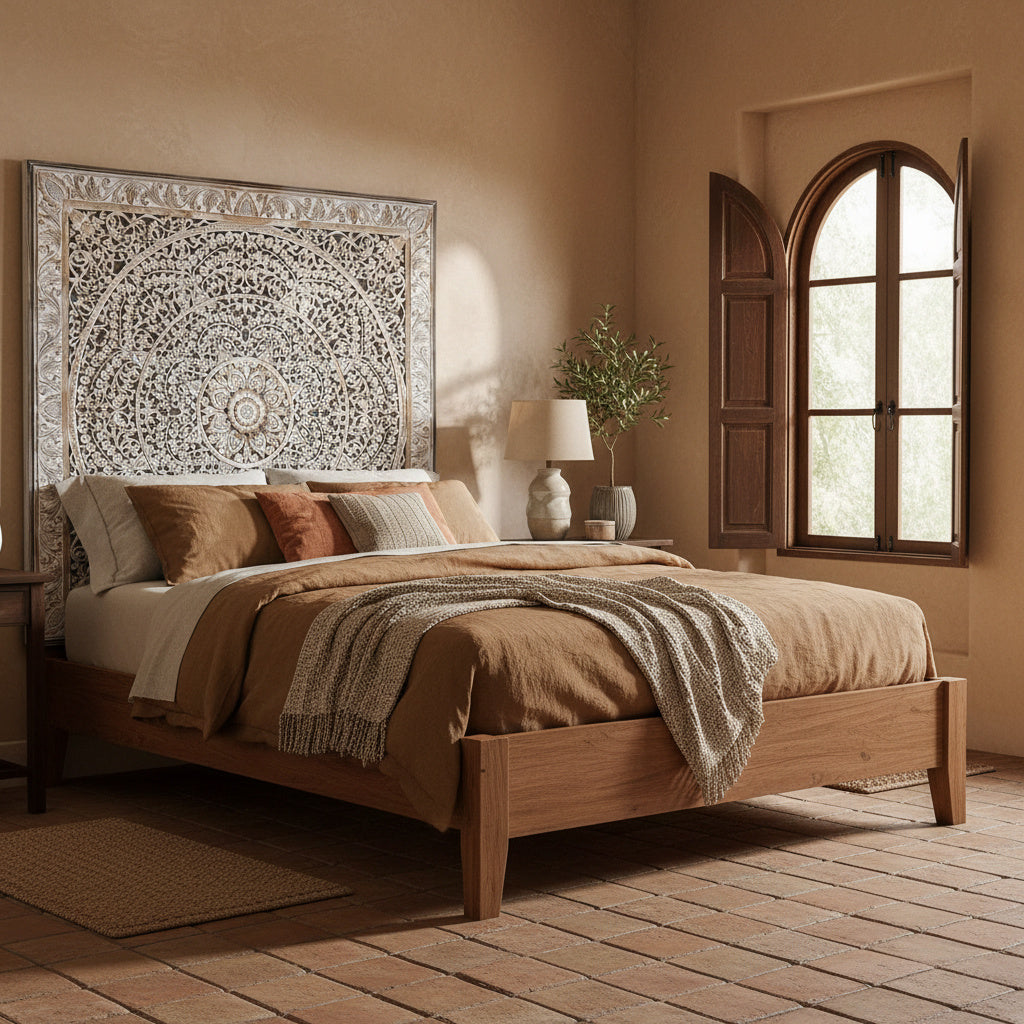 Giant Wood Wall Art / Full Bed Headboard 'Malawi' - [US-stock]
