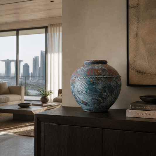 Decorative Vase “Menuh” – Blue Wash