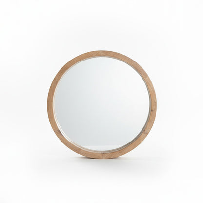 Wooden Round Mirror "Alam" - Natural - 60 cm