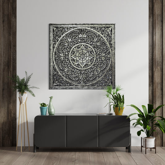 Decorative Panel "Peony" - Silver
