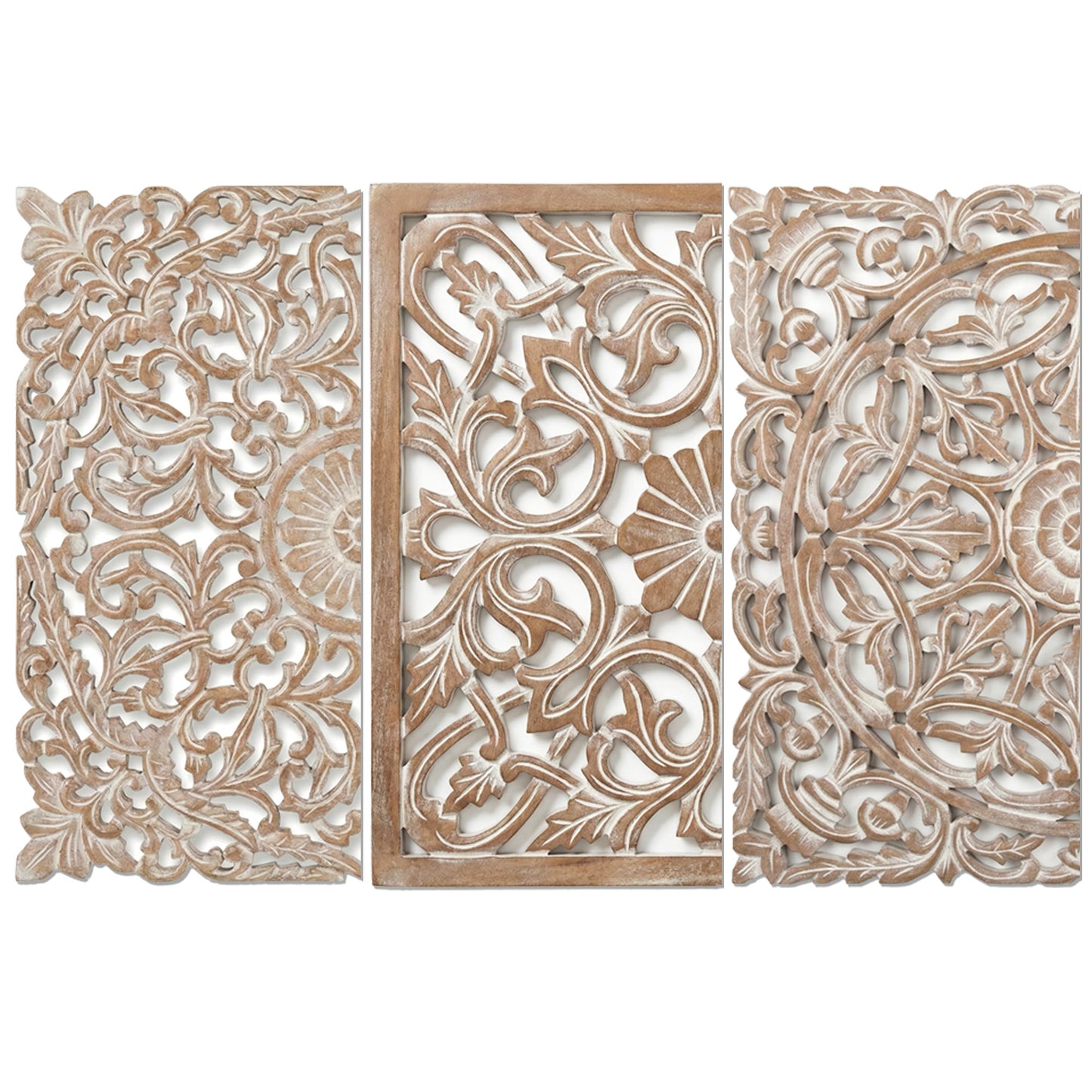 Set of 3 Decorative Panels "Pererenan" - Antic Wash - 50 cm