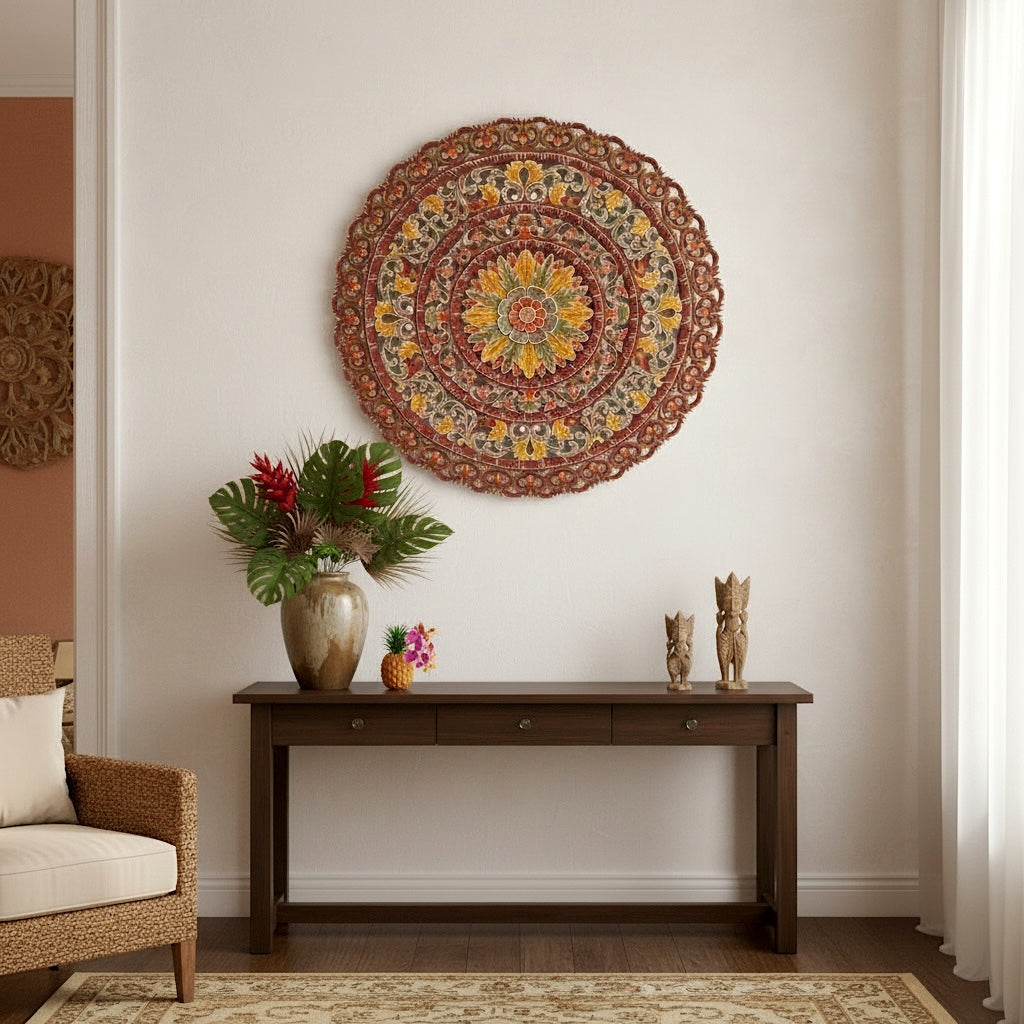 Carved Mandala Decorative Panel "Sri" - 100 cm