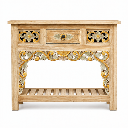 Hand-Carved Wooden Console Table “Sukawati”  - 120 × 90 cm