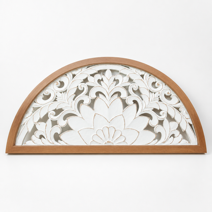 Carved Bed Headboard "Tabanan" - Natural & White Wash