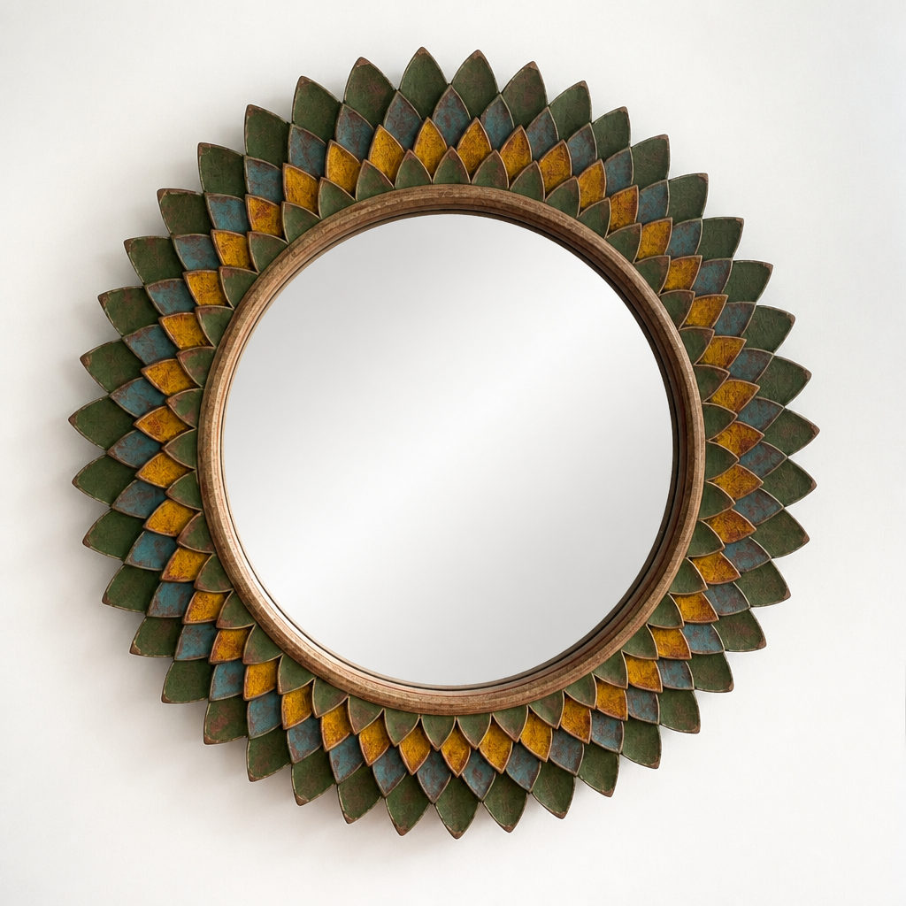 Hand Carved Mirror "Naraya" - Multicolor - 80 cm