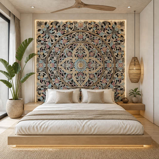 Carved Full Bed Headboard "Ceningan"