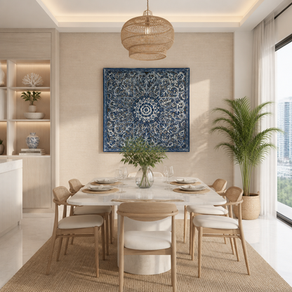 Decorative Panel "Jantung" in Navy Blue Wash - 110 cm