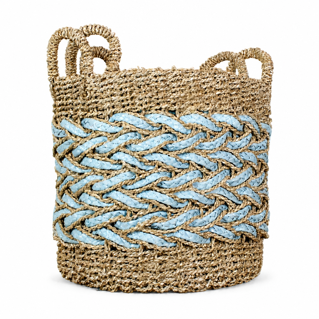 Set of 3 Baskets 'Papua' - Green & Natural