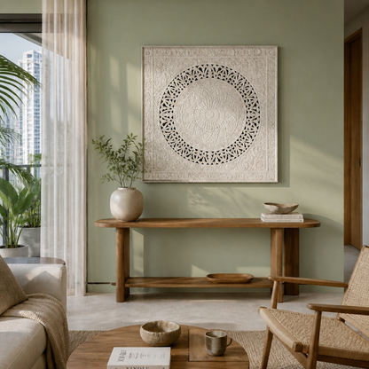 Carved Decorative Panel "Hati" - White Wash - 120 cm