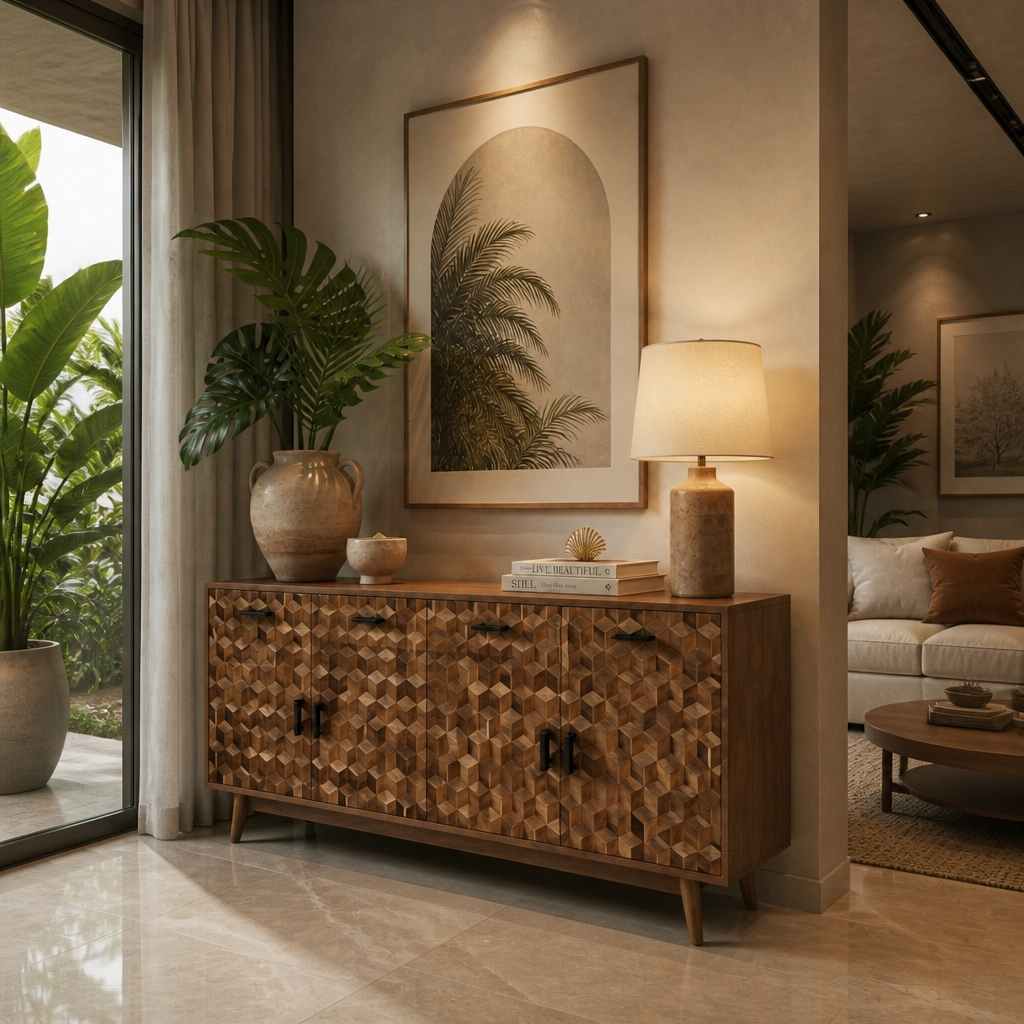 Wooden Sideboard Console Cabinet "Savanna" - Natural - 180 cm