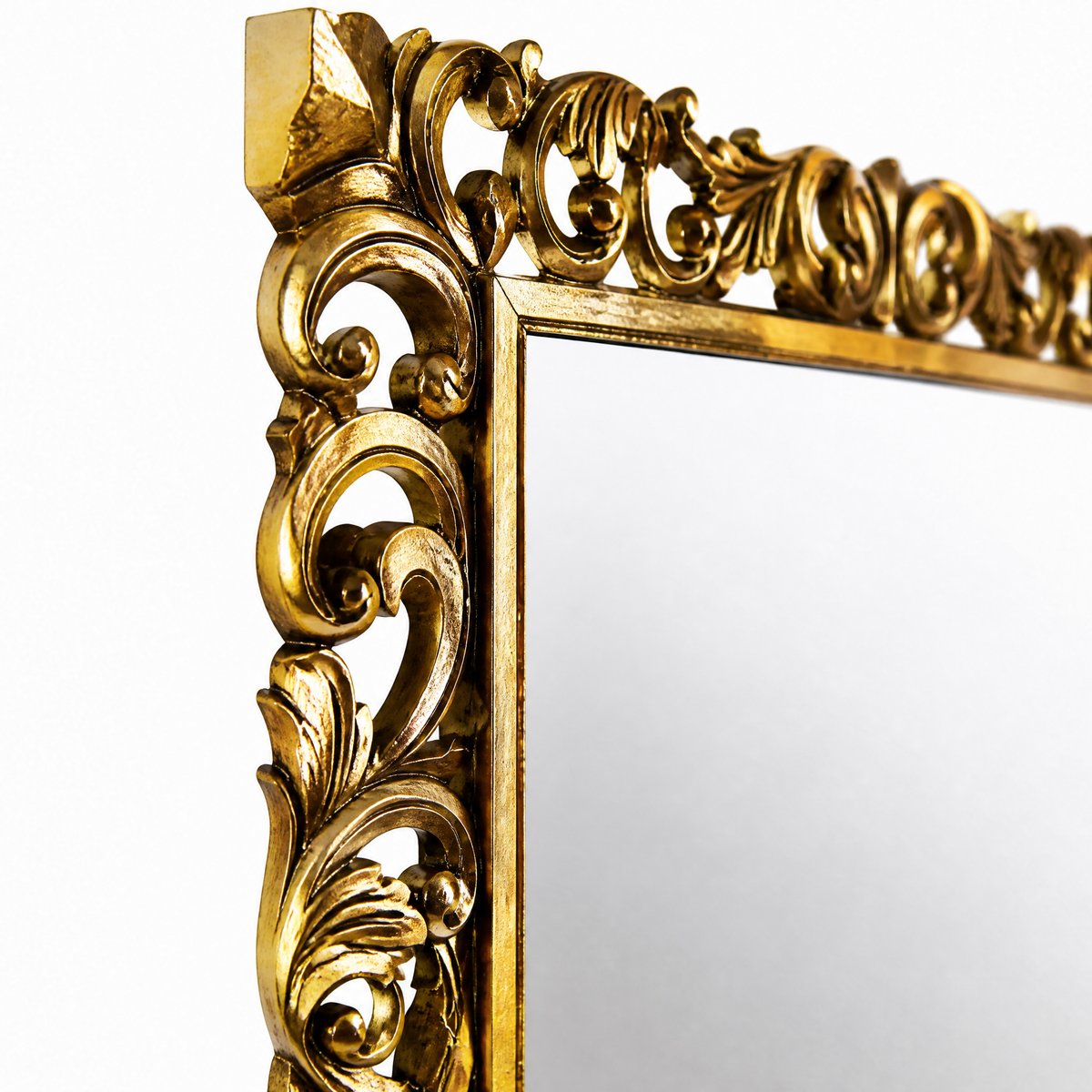 Hand Carved Mirror "Cempaka" Gold Antique Wash - 180 x 80 cm