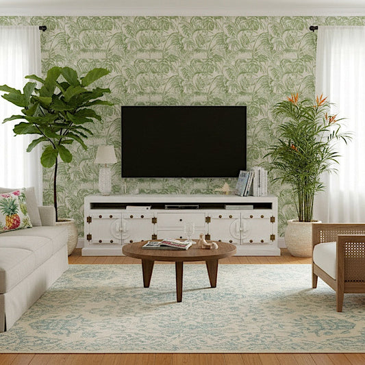 Wooden Media Console "Inggrid" - White Wash - 180 cm