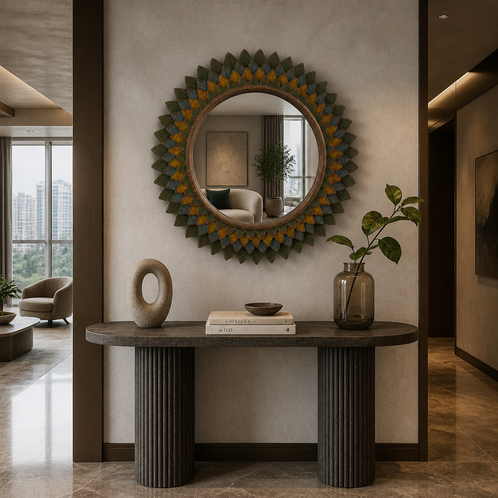 Hand Carved Mirror "Naraya" - Multicolor - 80 cm