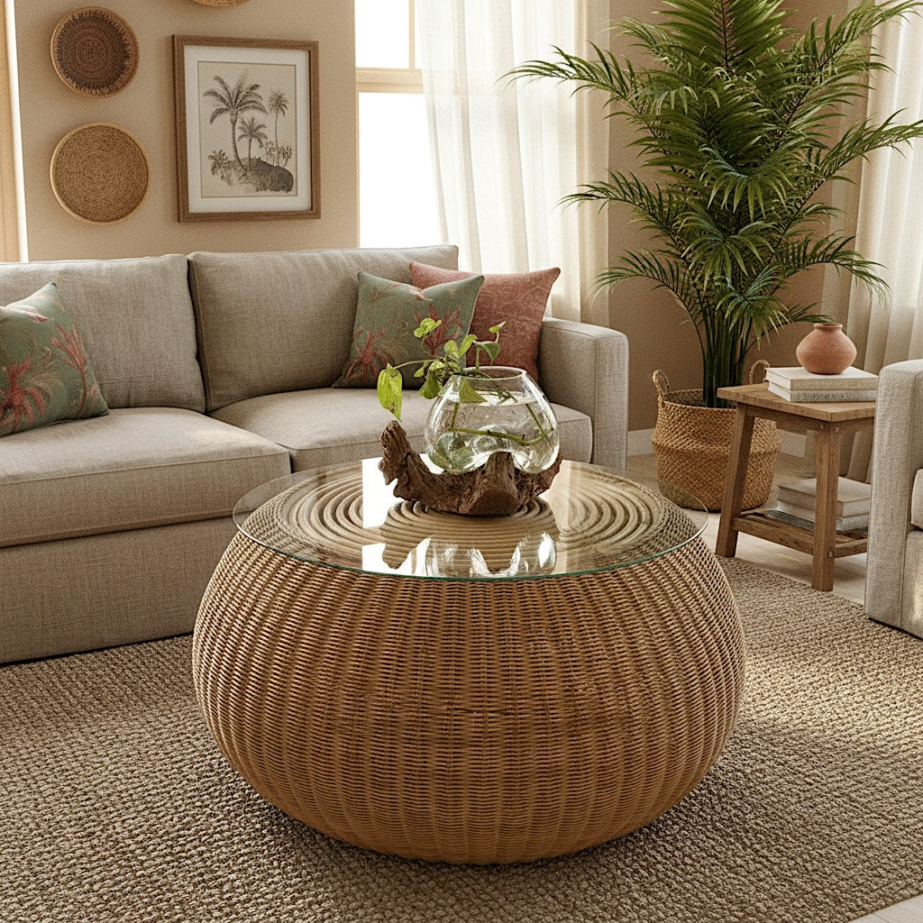 Rattan Coffee Table "Luma" - 80 cm
