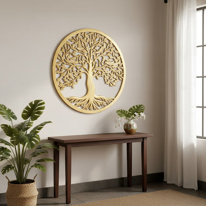 Carved Decorative Mandala  "Tree of Life" - Gold wash